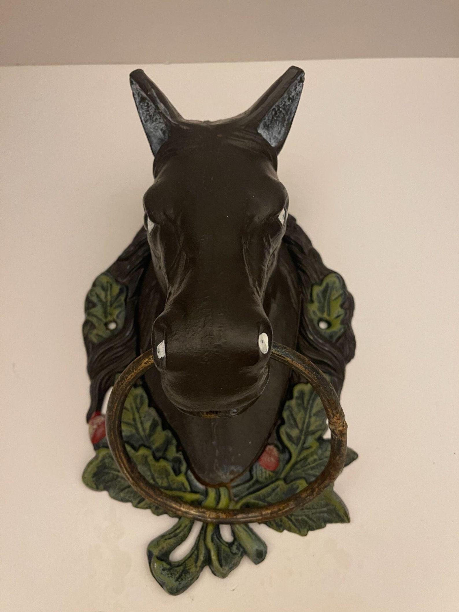 Heavy Vintage Cast Iron Horse Head Hitching Post Equestrian Etsy