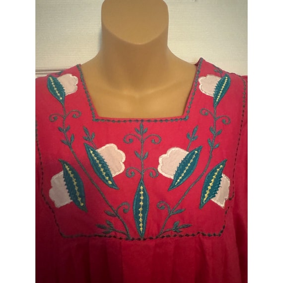 Vintage Naqui Embroidered Pink Muu Muu Dress with… - image 3