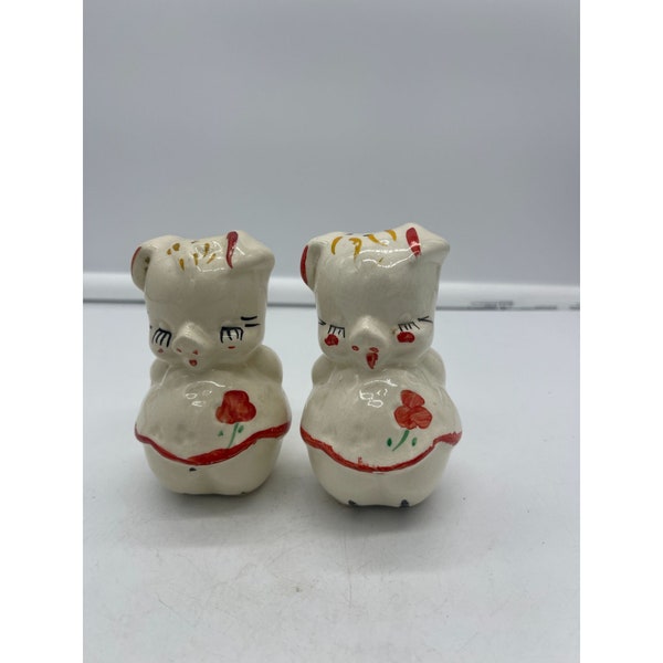 Vintage Sleeping Winking Pig Salt and Pepper Shakers