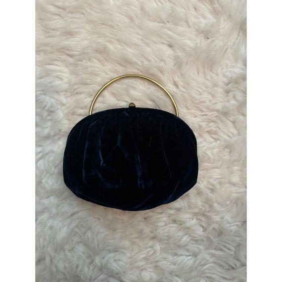 Vintage Ingber Navy Blue Velvet Handbag Purse with