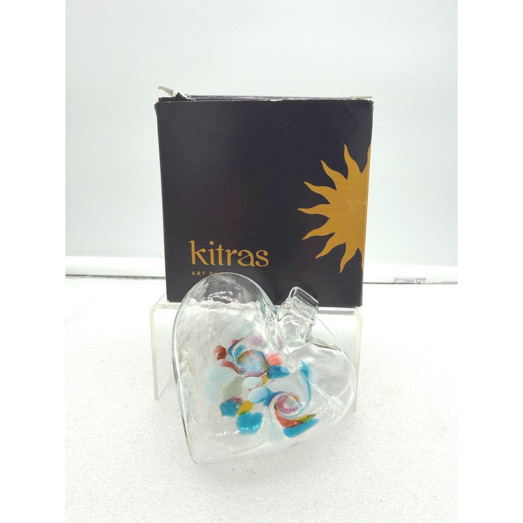 Kitras Spirit Hand Blown Kitras Art Glass Heart Shaped Ornament With Box - Etsy