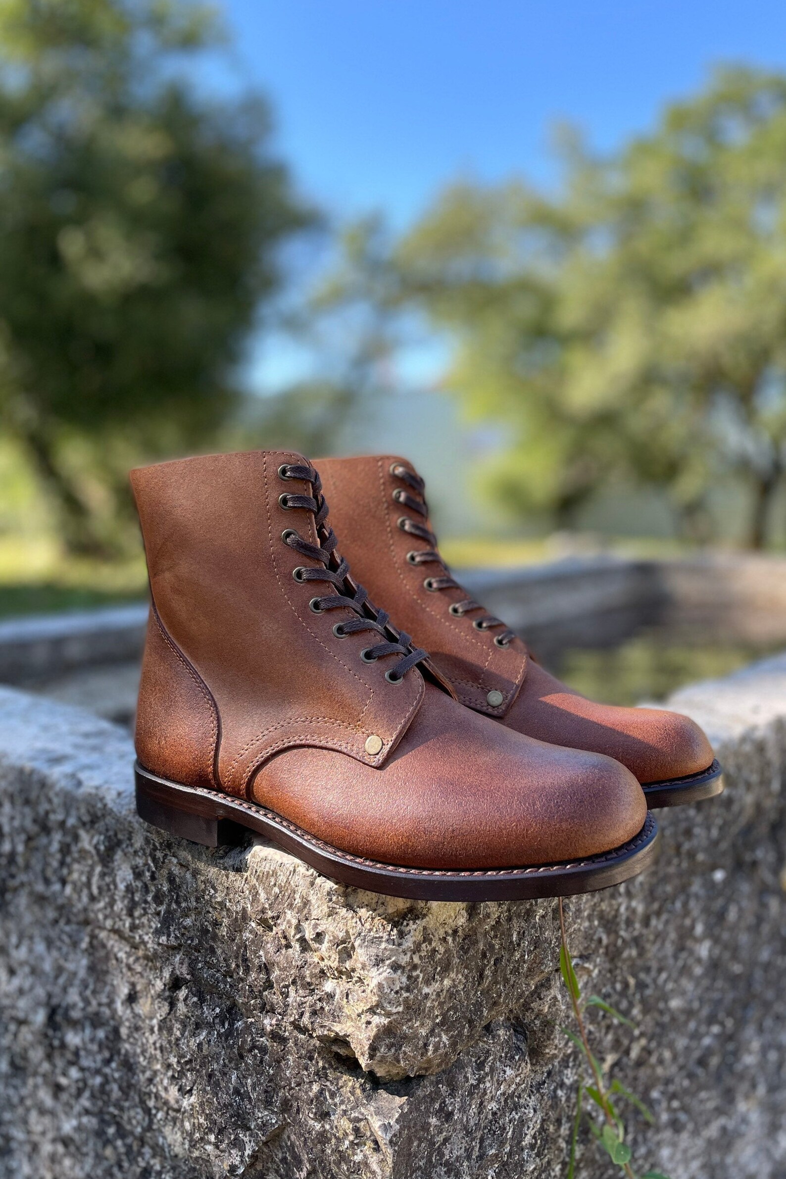 Handmade Mens Leather Boot Roughout Leather Boot Goodyear Etsy