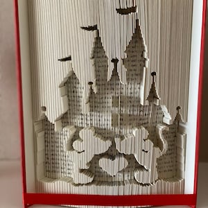 Mickey and Minnie Kissing under Castle book folding pattern