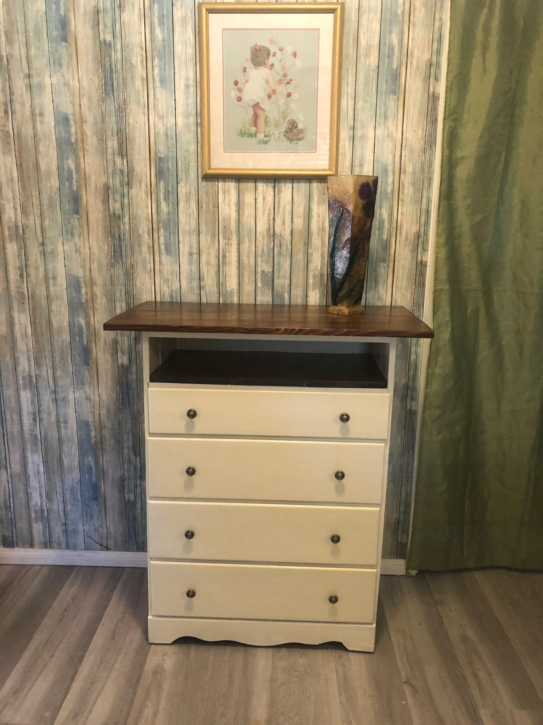 Farmhouse Style Vintage Dresser 4 Drawers Plus A Shelf Etsy