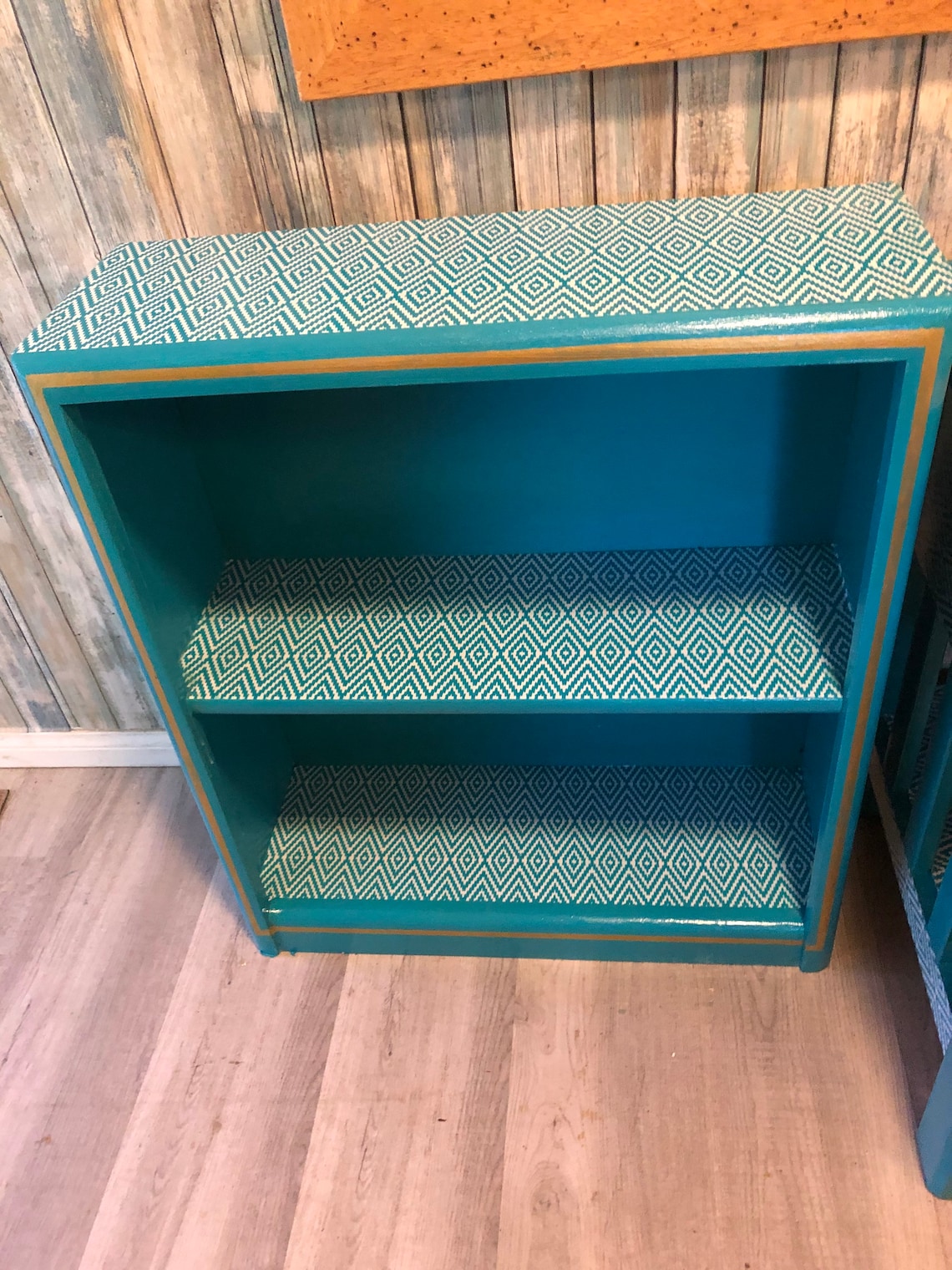 Hand painted Turquoise Bookcase or Shelves Etsy