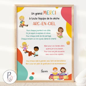 Poster di ringraziamento personalizzato per l'asilo nido - Grazie al team dell'asilo nido - Regalo personalizzato con il nome del bambino