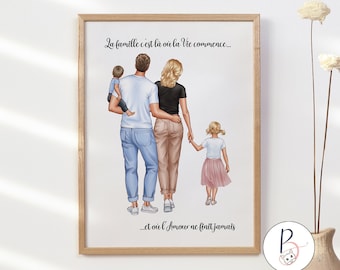 "Family portrait" poster - Personalized family poster