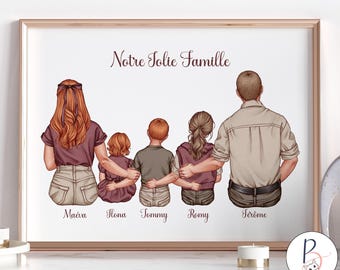 Personalized Family Portrait Poster - Custom Family Poster (Back View) - Gift for Christmas, Mother's Day, Father's Day, Birthday