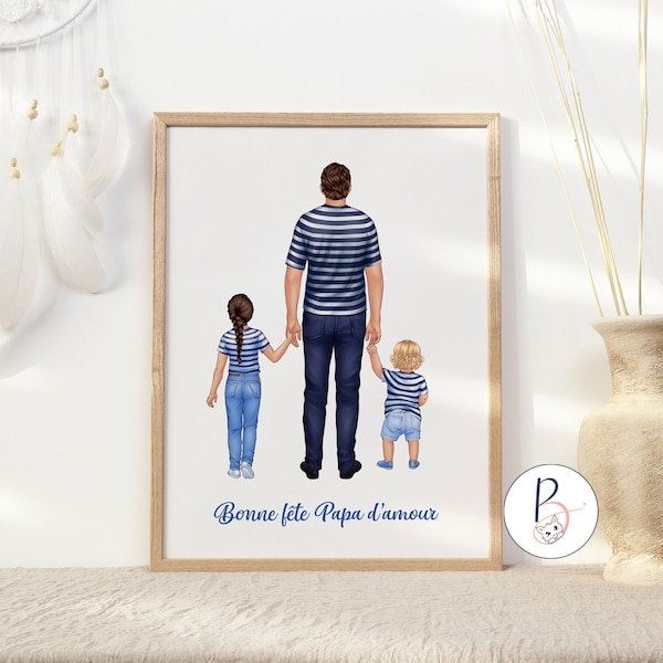 Affiche Bonne Fête Papa - Cadeau Fête des pères - Personnalisable