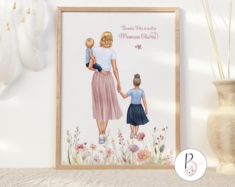 Mother's Day Poster - Happy Mother's Day - Customizable Gift - Unique Family Portrait