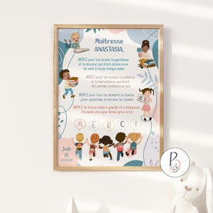 Personalized Poster Thank You Teacher - Thank You ATSEM - Kindergarten - Primary School Gift