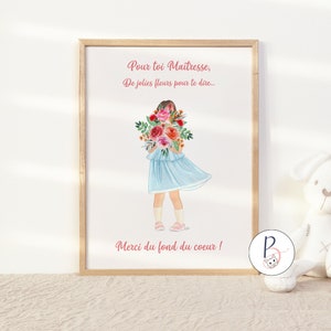 Thank you teacher, thank you nanny poster - pretty bouquet - thank you gift