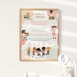Cartel de agradecimiento al profesor - Gracias ATSEM - Regalo de fin de curso para jardín de infantes y escuela primaria