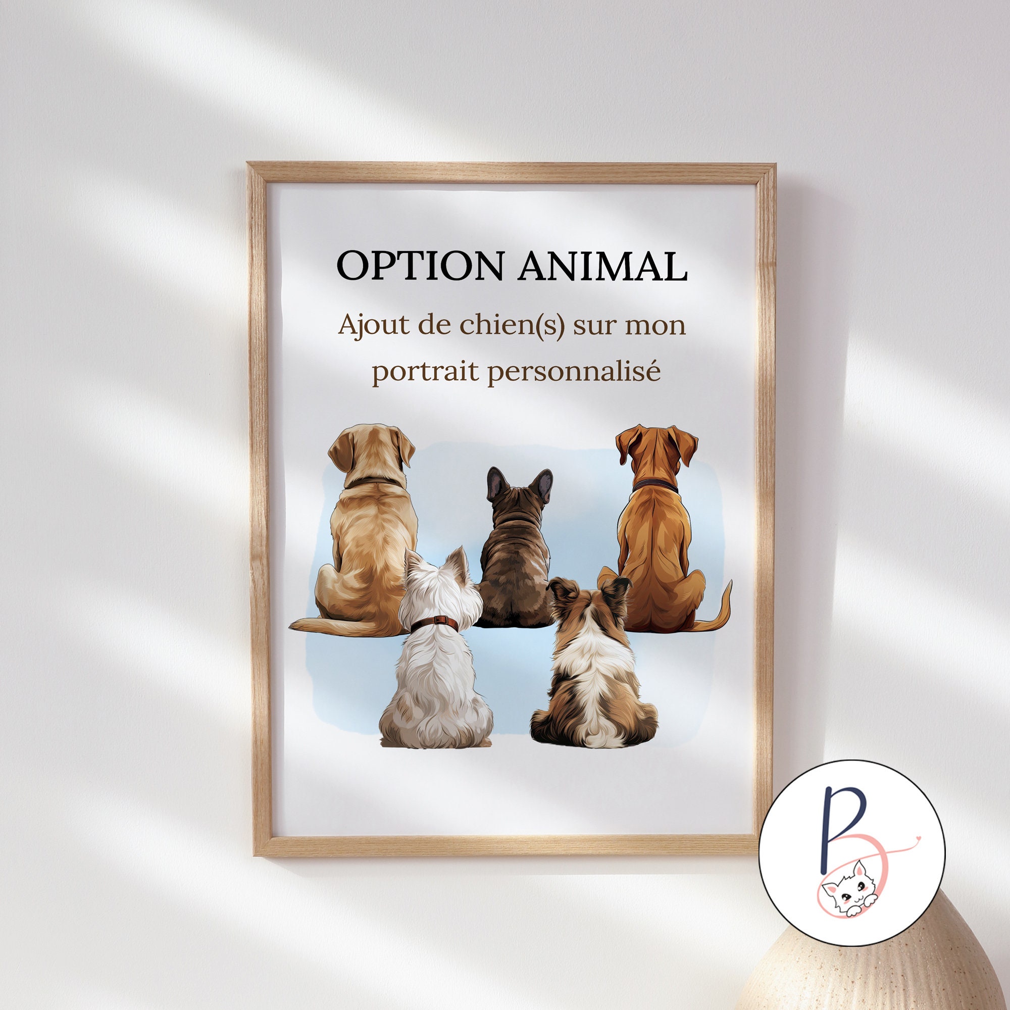 Affiche portrait famille personnalisé avec animaux - 4 décors - Maman Comète