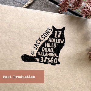 Cat Address Stamp, Custom Return Address Stamp, Self Inking or Wooden Stamp, Gift for Cat Lovers, Personalized Stamp