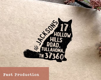 Cat Address Stamp, Custom Return Address Stamp, Self Inking or Wooden Stamp, Gift for Cat Lovers, Personalized Stamp