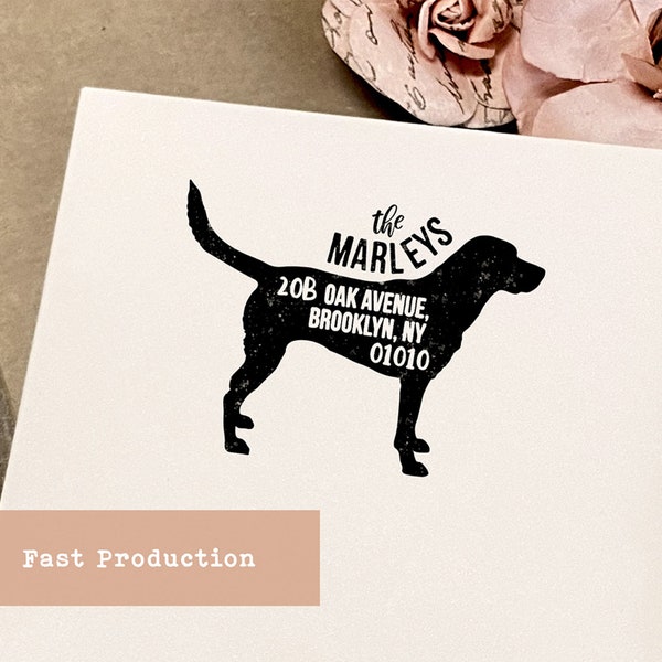 Dog Address Stamp | Custom Dog Return Address Stamp | Labrador Retriever | Rubber Self-Inking Stamp | Personalized Dog Lover Gift