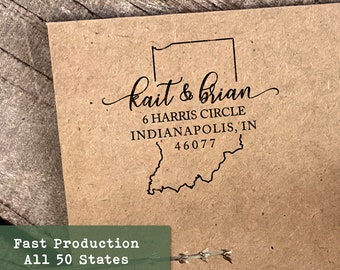 Personalisierter Indiana-Adressstempel, individueller Gummistempel, Einzugsgeschenk