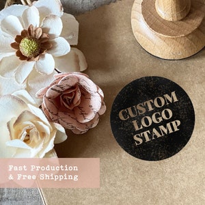 Tampon rond pour petite entreprise | Tampon professionnel rond personnalisé | Tampon logo personnalisé avec manche en bois