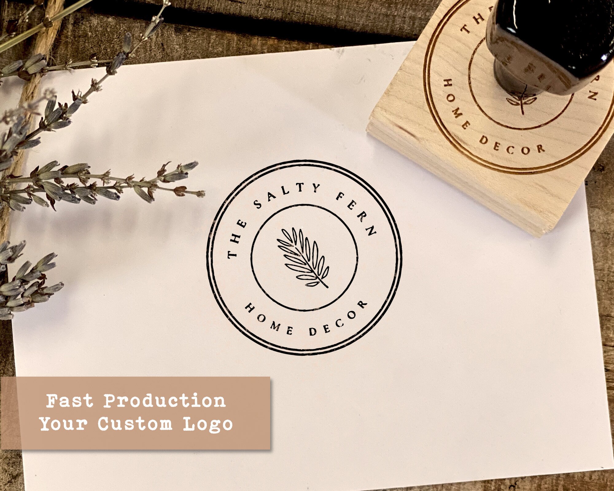 Laser Engraved Custom Logo Stamp Wood Hand Stamp Rubber Etsy Canada