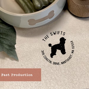 Return Address Poodle Stamp, Personalized Dog Stamp, Self-ink Address Stamp, Custom Rubber Stamp