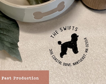 Return Address Poodle Stamp, Personalized Dog Stamp, Self-ink Address Stamp, Custom Rubber Stamp