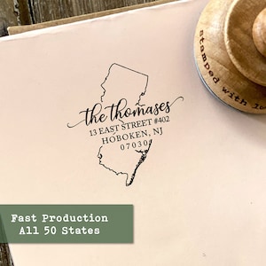 New Jersey Address Stamp, Custom State Stamp, New Homeowner Gift, Housewarming Present, Personalized Rubber Stamp with Handle