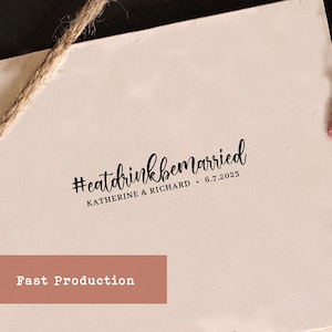 Wedding Hashtag Stamp, Personalized Wedding Stamp, Custom Stamp for Wedding Invitations and Save the Dates, Self Inking or Wood Rubber Stamp