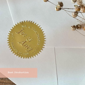 Prägezange für Blattgold-Sticker | Benutzerdefinierte Hochzeit Präge | Monogramm Initialen Stempel | Elegante Hochzeitseinladungen