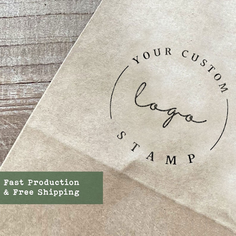 Custom Rubber Stamp, Self Inking Business Stamp, Branded Logo Stamp, Wood Rubber Stamp image 1
