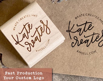 Engraved Logo Stamp, Custom Wooden Stamp, Small Business Packaging, Personalized Hand Stamp, 4 Sizes Available