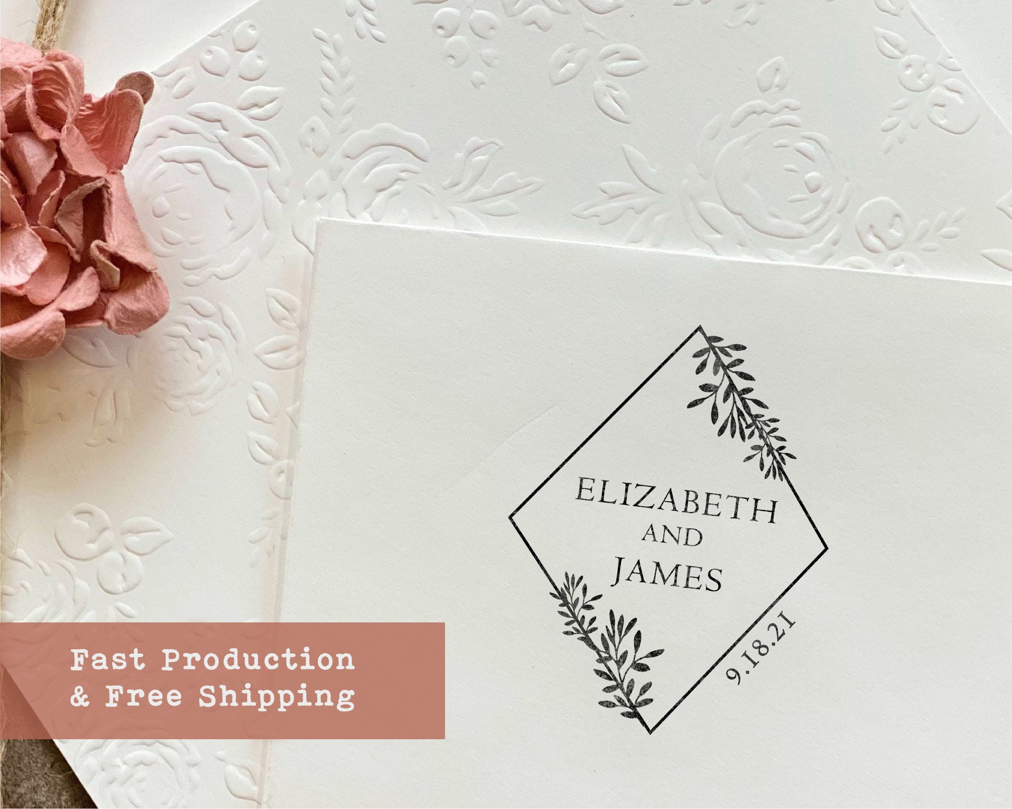 Personalized Custom Handle Mounted Rubber Stamp Returned Address Wedding RE630 Personalized Custom Handle Mounted Rubber Stamp Returned Address Wedding RE630