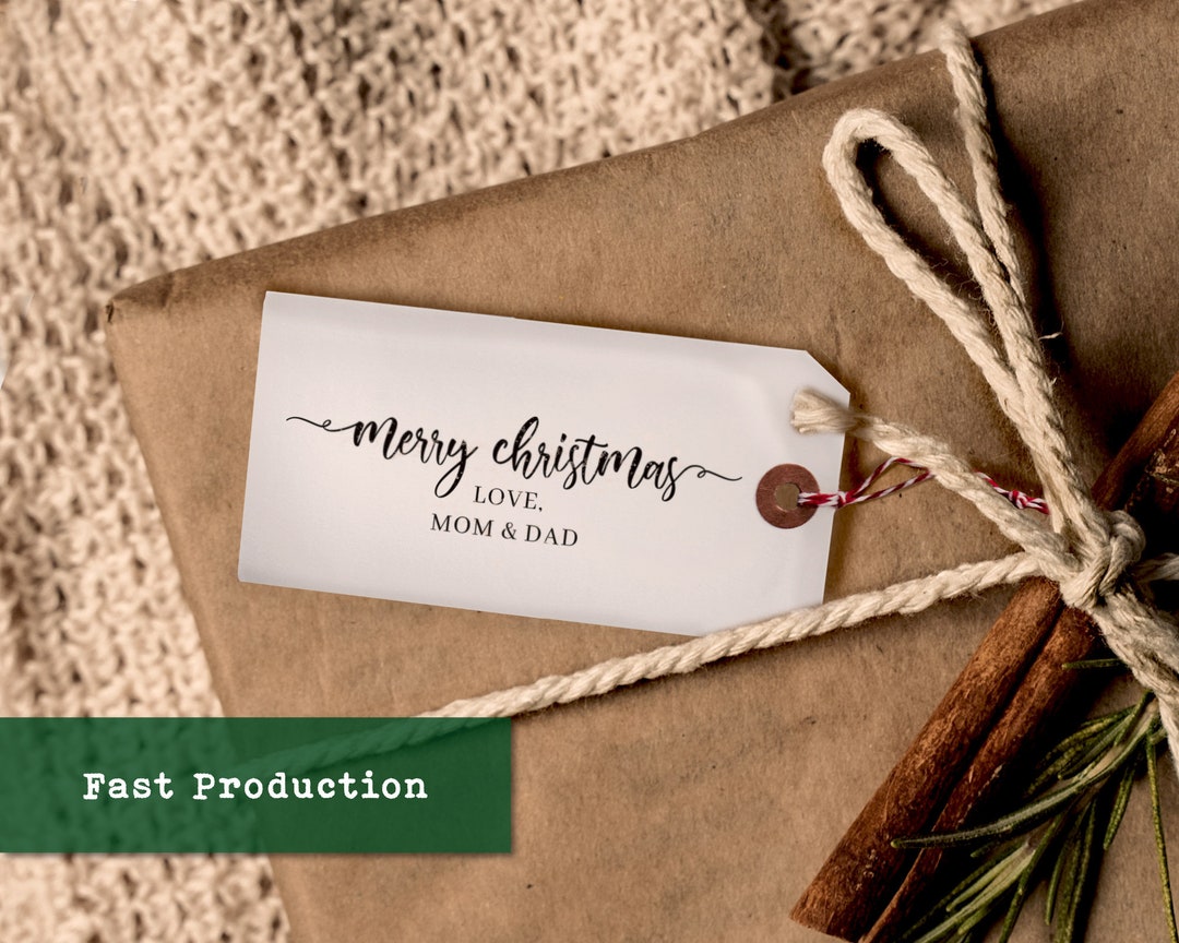 Merry Christmas Stamp Gift Tag Stamps Gift Wrap Customized Etsy