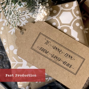 From Santa Custom Christmas Stamp, Holiday Gift Tag Stamp, To and From Child Christmas Stamp