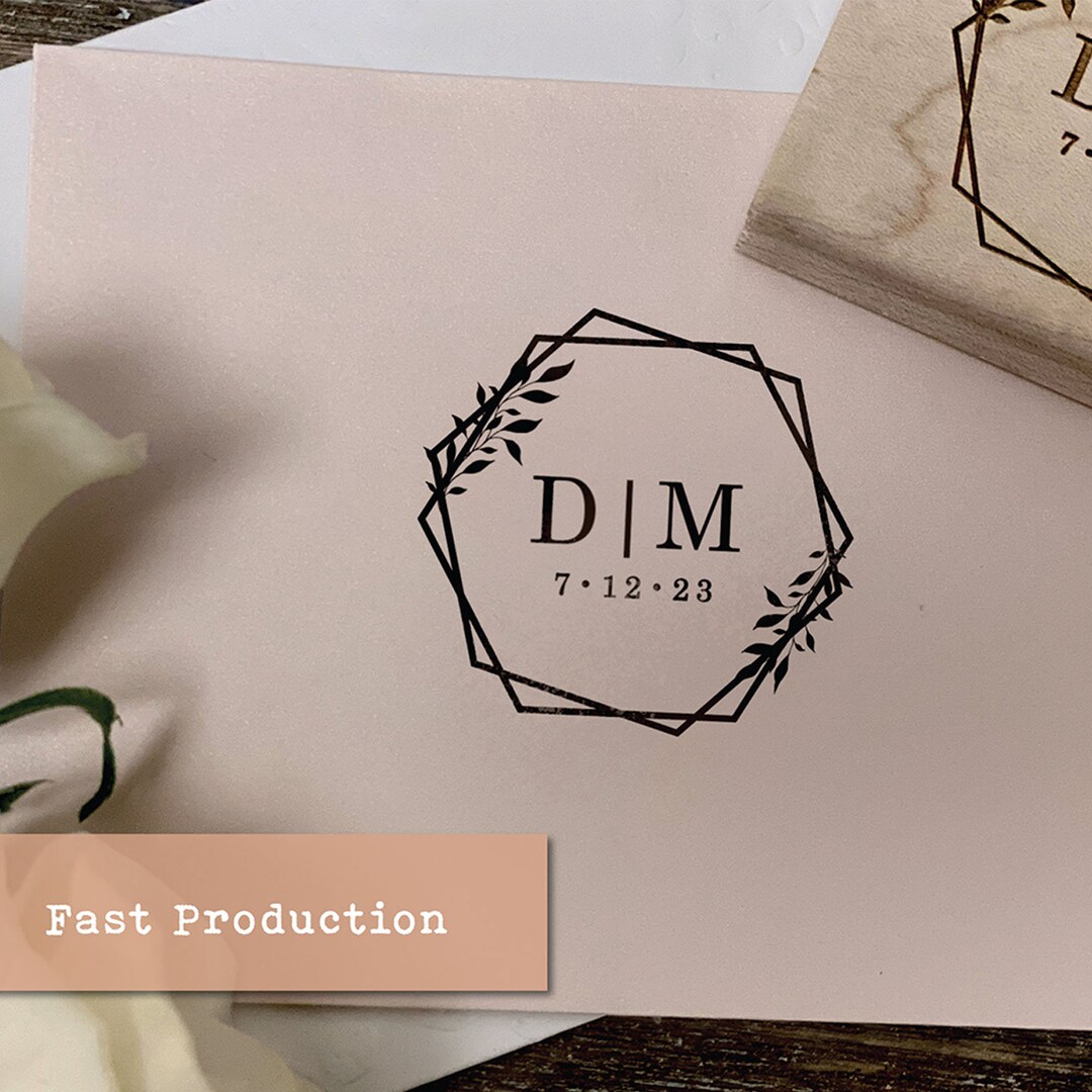 Custom Wedding Monogram Stamp, Rustic Invitation, Wood or Self Ink - Etsy