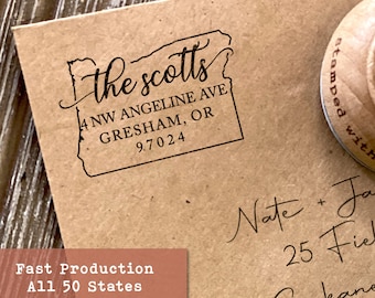Personalized Oregon Address Stamp, Housewarming Gift