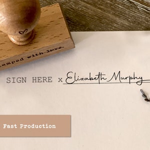 Engraved Signature Stamp, Personalized Wooden Stamp, Your Name Rubber Stamp, Customized Office Supplies, Self-Ink Stamp