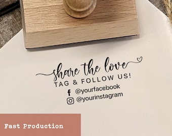 Custom Social Media Rubber Stamp, Small Business Branding, Packaging Stamp