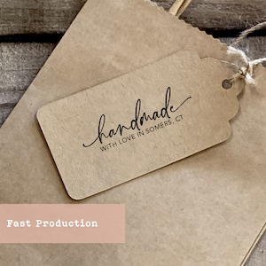 Handgemaakte aangepaste stempel | Gepersonaliseerde stempel Made with Love | Rubberstempel cadeauzakje | Zakelijke verpakkingsstempel