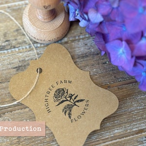 Timbro per etichetta prodotto per marchio / Timbro con logo personalizzato per cartellino appeso / Timbro in gomma per etichetta regalo personalizzata