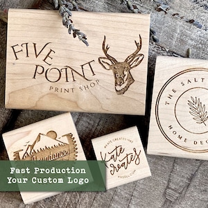 Custom Logo Stamp, Wood Engraved Stamper, Small Business Packaging, Optional Wooden Handle, Handmade Rubber Stamp