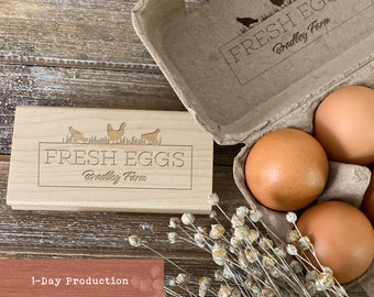 Personalized Farm Egg Stamp | Egg Carton Stamp | Custom Farm Stamp | Wood Logo Stamp | Farm Rubber Stamp | Engraved Egg Stamp