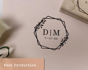 Custom Monogram Wedding Stamp, Engraved Save the Date Gift