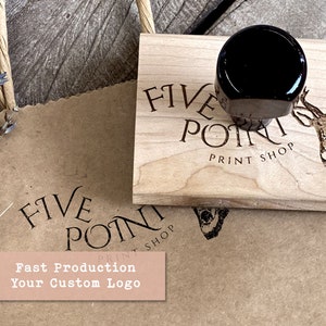 Grand tampon logo personnalisé 3 x 2 po, Tampon en bois avec poignée, Tampon de marque personnalisé pour emballage, Tampon personnalisé pour entreprise