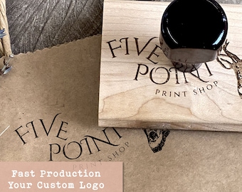 3"x2" Large Custom Logo Stamp, Wooden Stamp with Handle, Personalized Branding Stamp for Packaging, Customized Stamp for Business