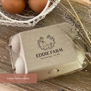 Gegraveerde eierdoosstempel | Aangepaste eierdoosstempel | Gepersonaliseerde verpakkingsstempel voor kleine bedrijven | Huisstijlcadeaus | Kippeneistempel