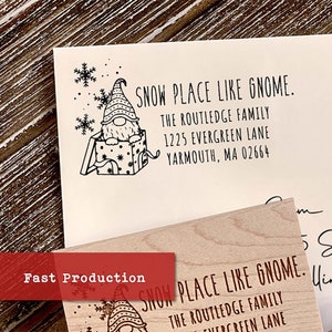 Grote kerstretouradresstempel, aangepaste vakantieadresstempel, kerstkaartenstempel, houten handvat of zelfinktende stempels voor kerstkaarten