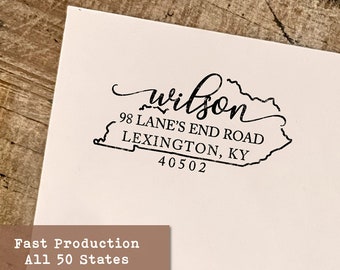 Kentucky Adressstempel, personalisierter Stempel, Holzstempel oder Selbstfärber