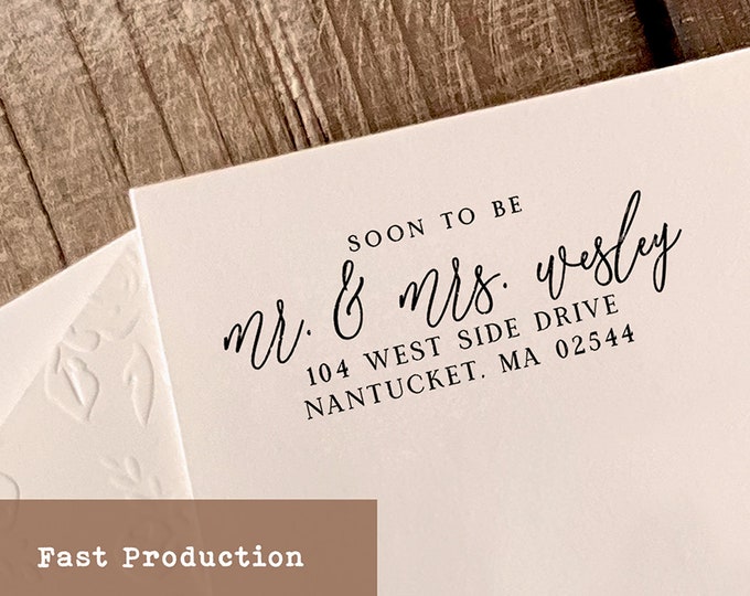 Modern Wedding Stamp, Custom Return Address Stamp, Personalized Stamp for Wedding Invitations, Rubber Stamp for Save the Date