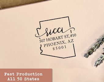 Arizona Adresse Stempel, personalisierte Stempel, Geschenk für neuen Hausbesitzer
